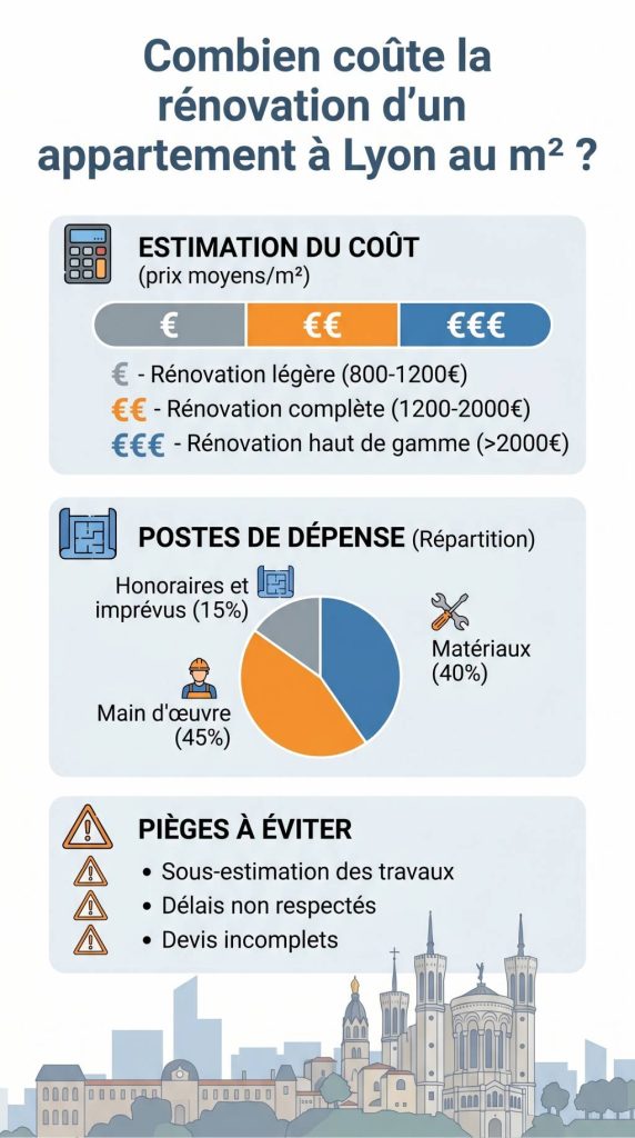 Combien coûte la rénovation d’un appartement à Lyon au m² ? estimation, postes de dépense et pièges à éviter